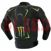 Monster Energy Motorbike Racing Leather Biker Jacket Back View